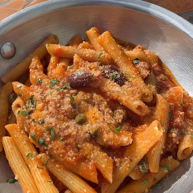 Penne Puttanesca (V).