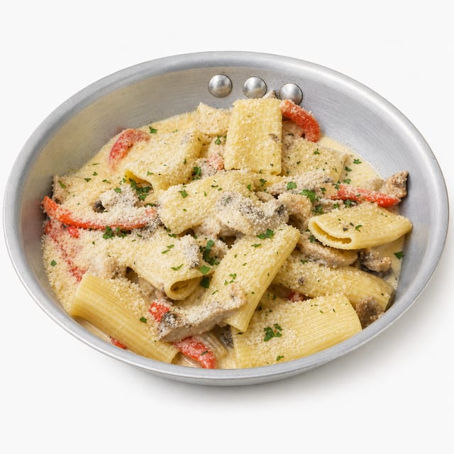Tray of Rigatoni con Pollo.