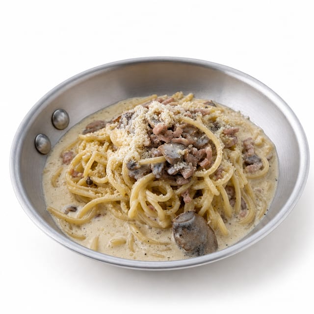 Tray of Spaghetti Carbonara.
