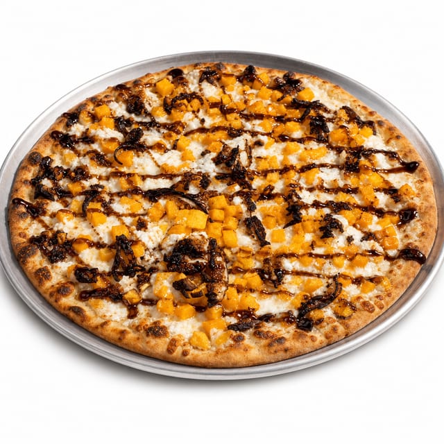 Butternut squash and goat cheese, Sicilian Style Pizza.